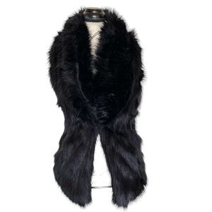 Womens Faux Fur black Jacket Vest Sz Medium Mob Wife Gothic Hipster Rn 66170